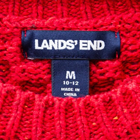 Land's End Red Crew Neck Cable-Knit Sweater, size M - Picture 2 of 6